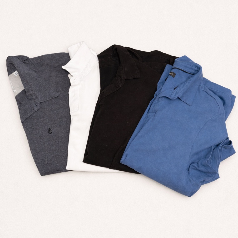 Men's Polo Shirt Bundle- Blue, Black, White, Charcoal